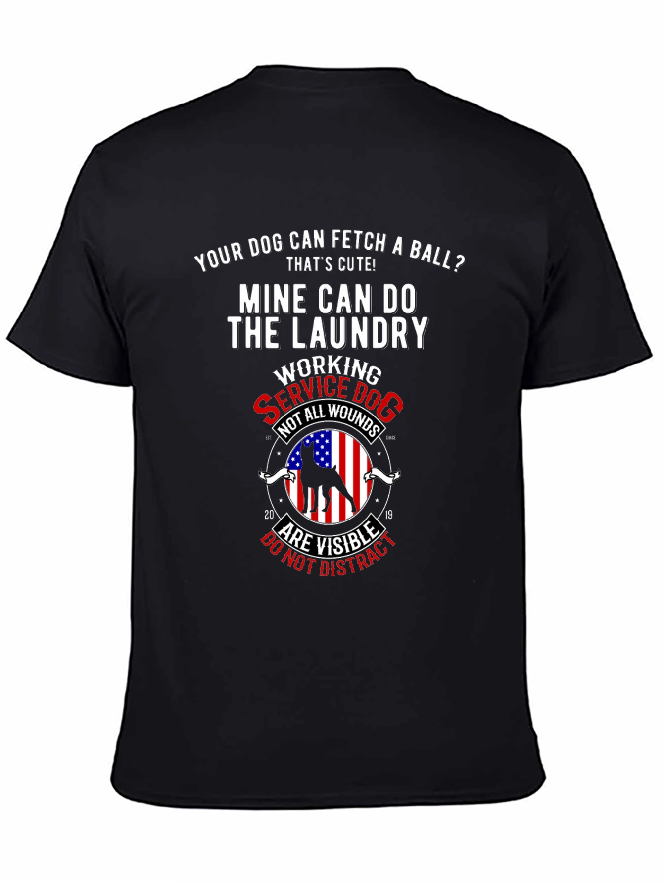 Black Service Dog Laundry T-Shirt - Veteran Support view 4