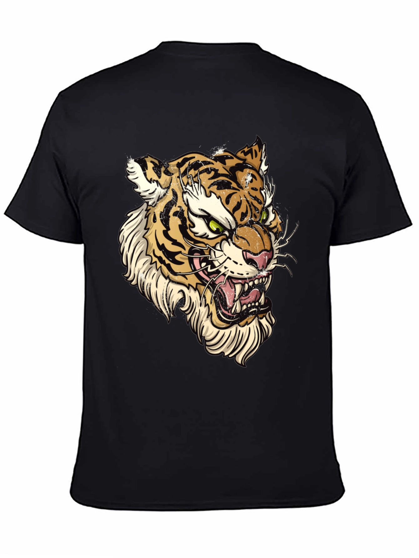 Black Tiger Graphic Print Black T-Shirt view 4