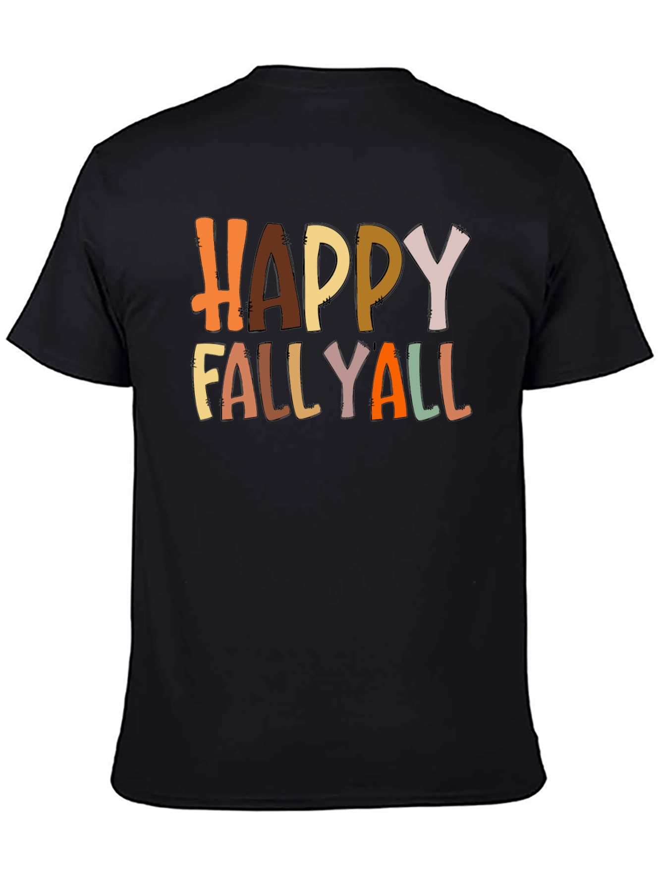 Black Happy Fallyall Graphic Tee - Fall Season Shirt view 4