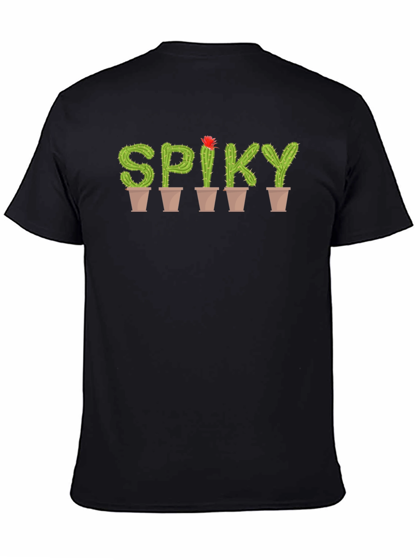Black Spiky Cactus Word Art T-Shirt view 4