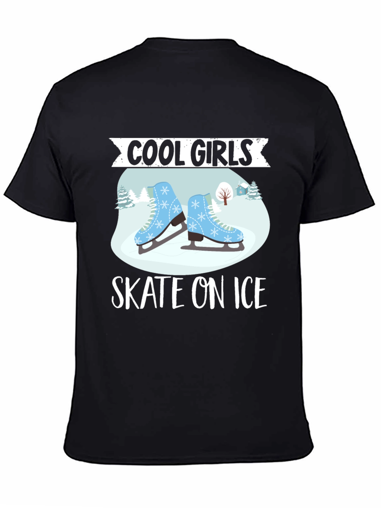 Black Cool Girls Skate On Ice T-Shirt view 4