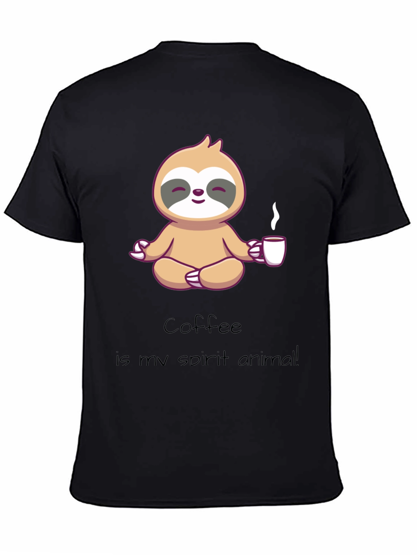 Black Coffee Sloth Spirit Animal Graphic T-Shirt view 4