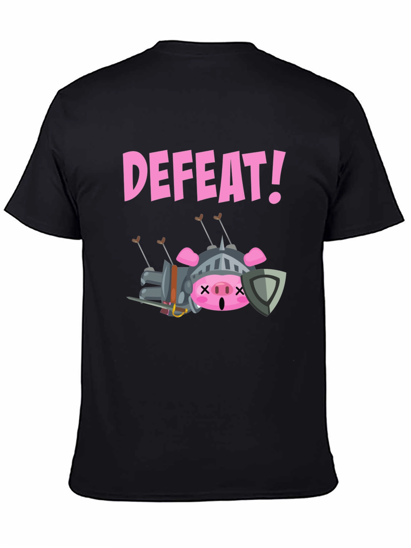 Black Defeated Pig Knight T-Shirt - Black view 4
