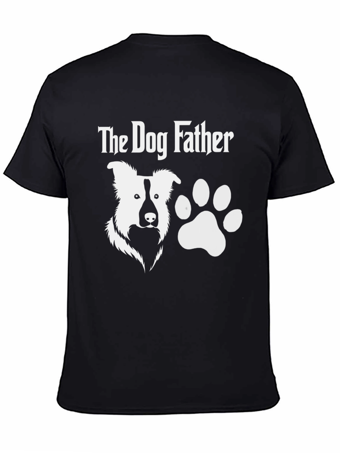 Black The Dog Father T-Shirt - Black, Dog Paw view 4