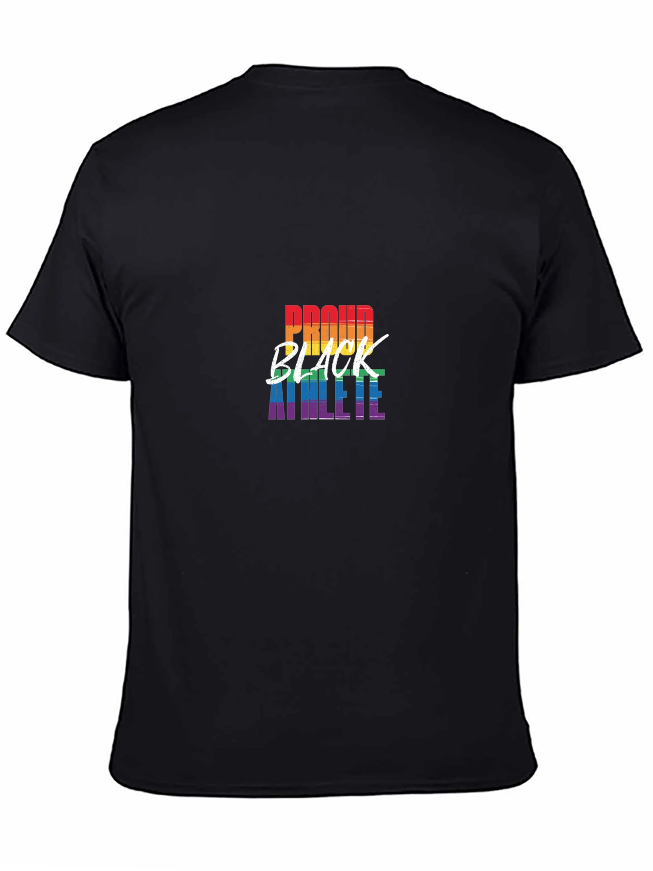 Black Proud Black Athlete Pride Rainbow Graphic T-Shirt view 4