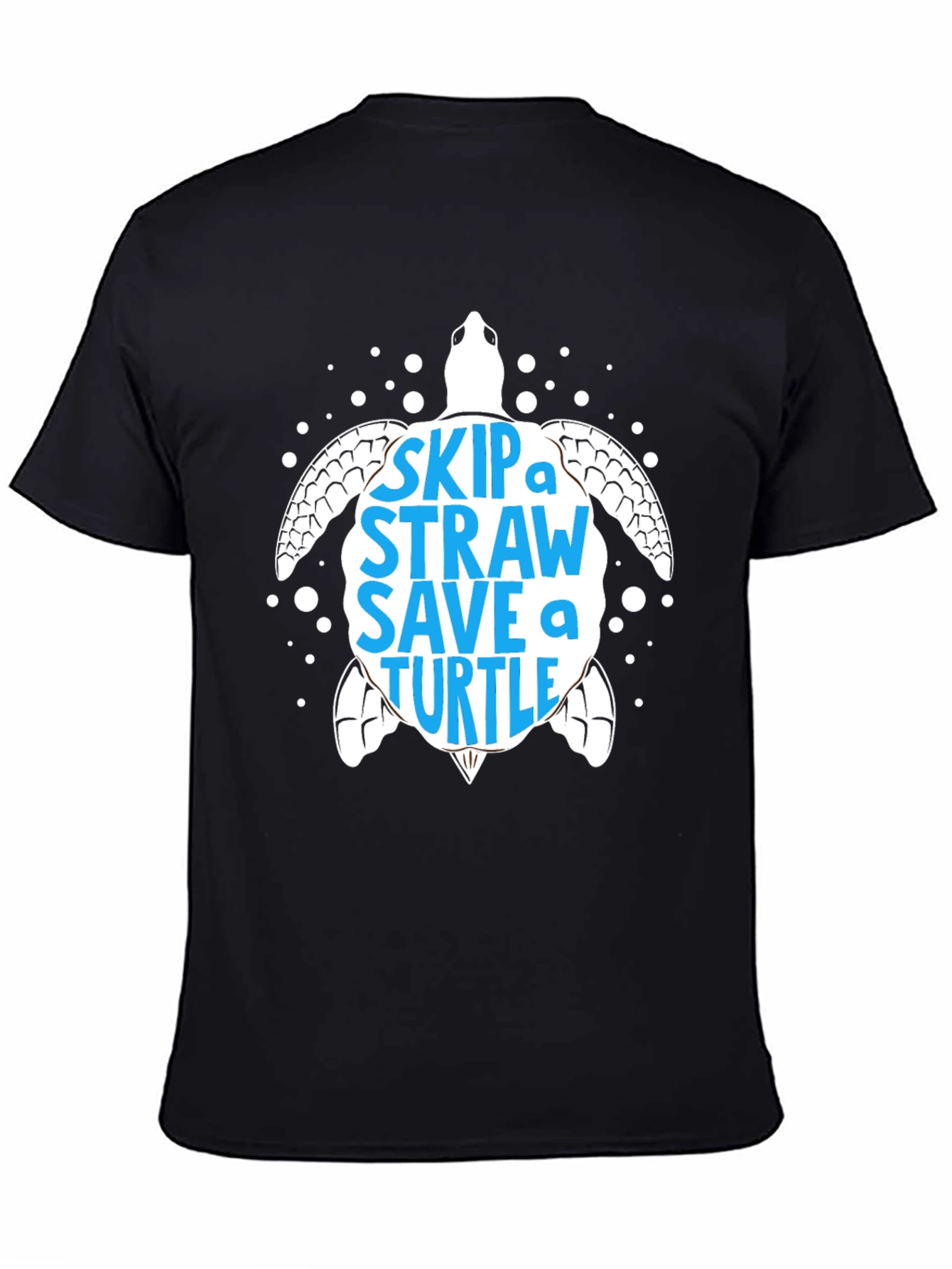 Black Skip a Straw Save a Turtle Graphic Tee - Eco-Friendly view 4