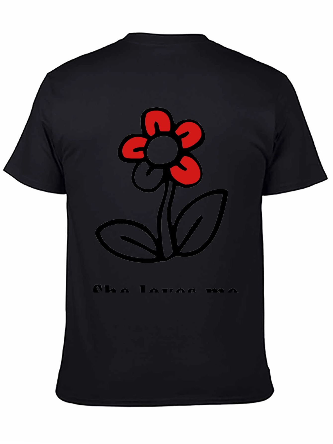 Black She Loves Me T-Shirt with Flower Graphic view 4