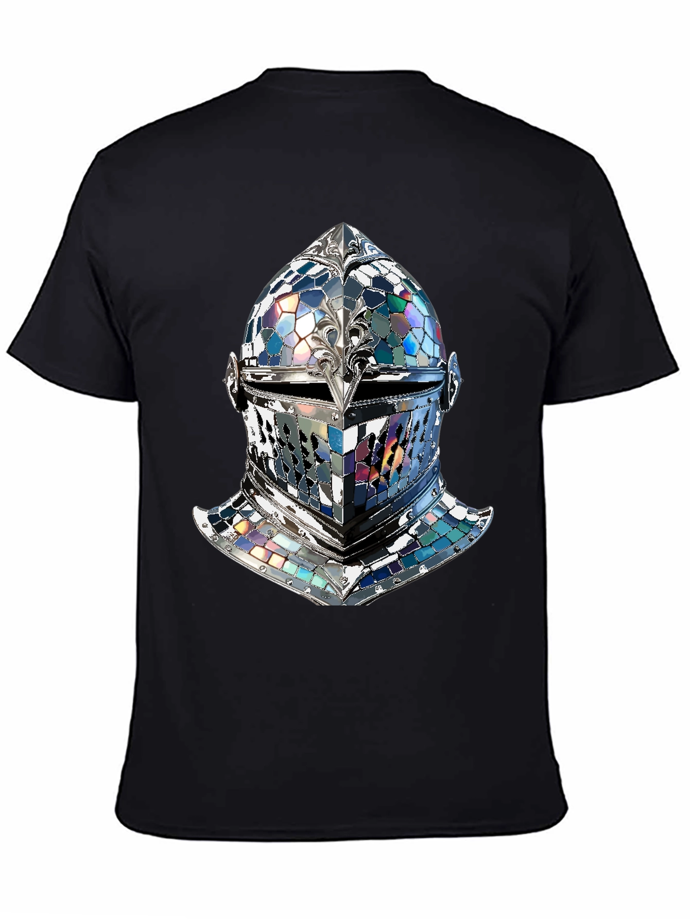 Black Knight Helmet Graphic Tee - Medieval Armor Design view 4
