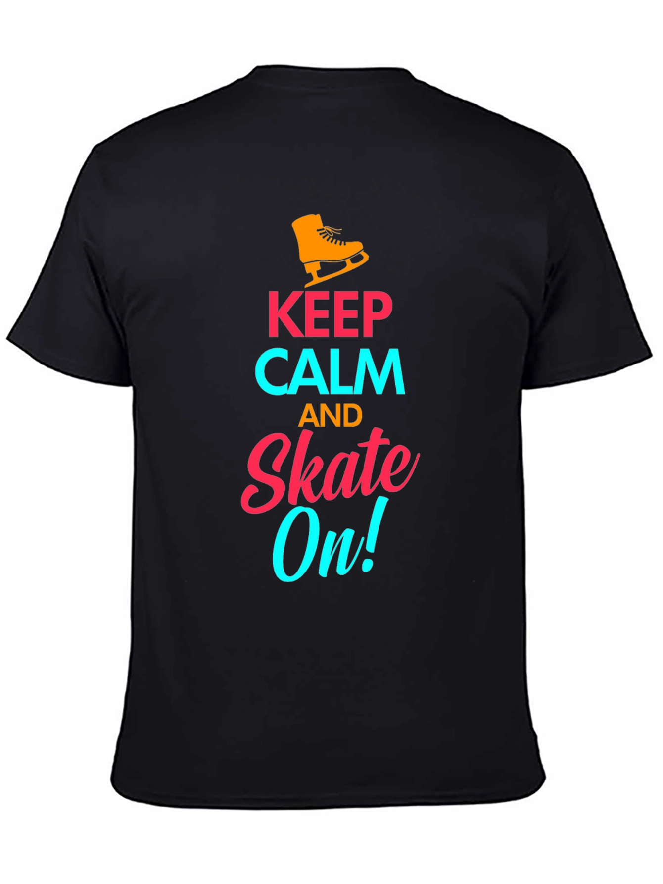 Black Keep Calm and Skate On! - Novelty T-Shirt view 4