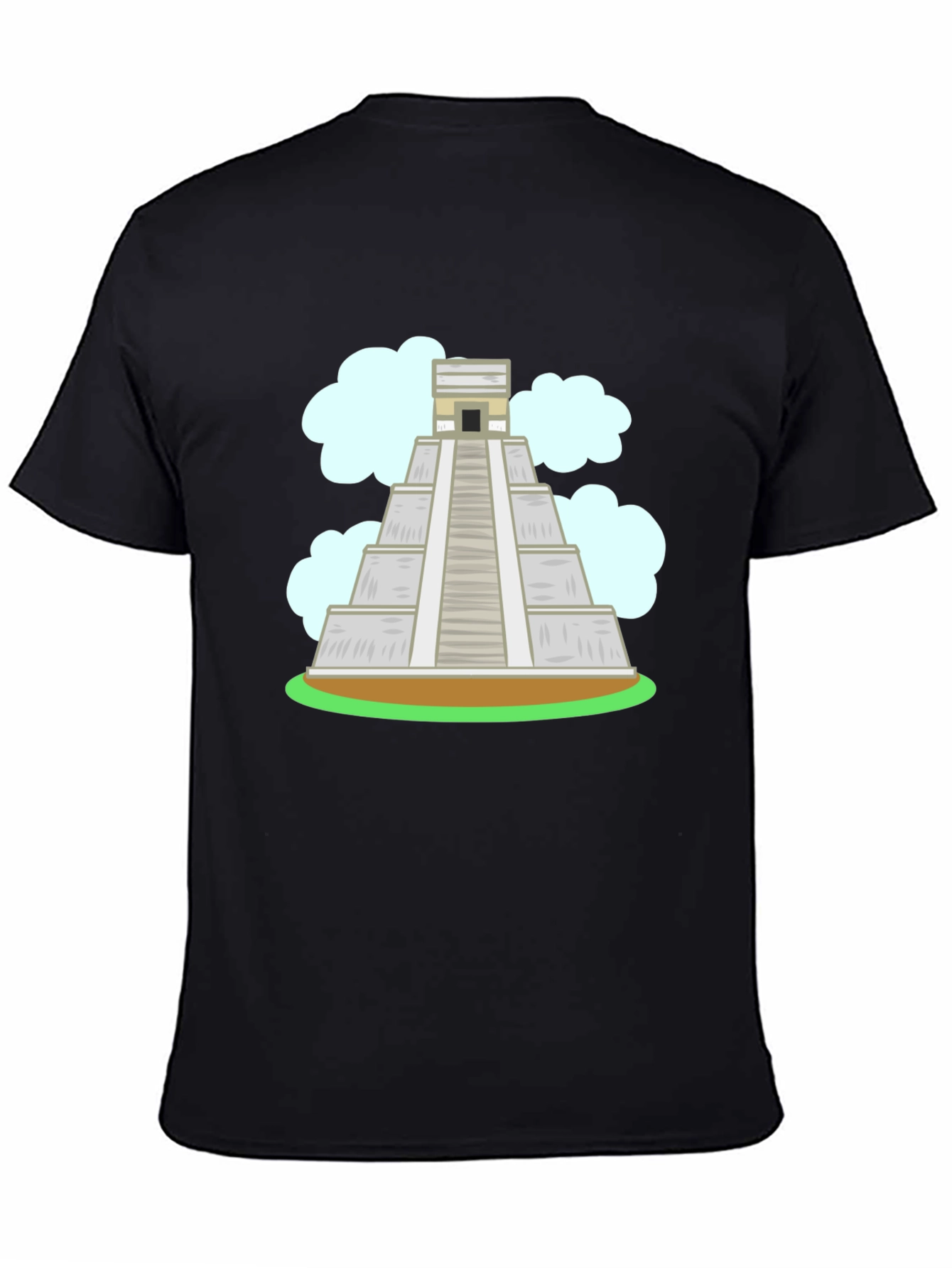 Black Mayan Pyramid Graphic Tee - Black Cotton T-Shirt view 4