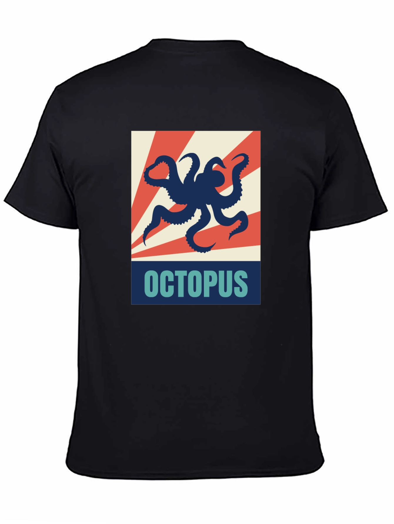 Black Octopus Graphic Print Crew Neck T-Shirt view 4