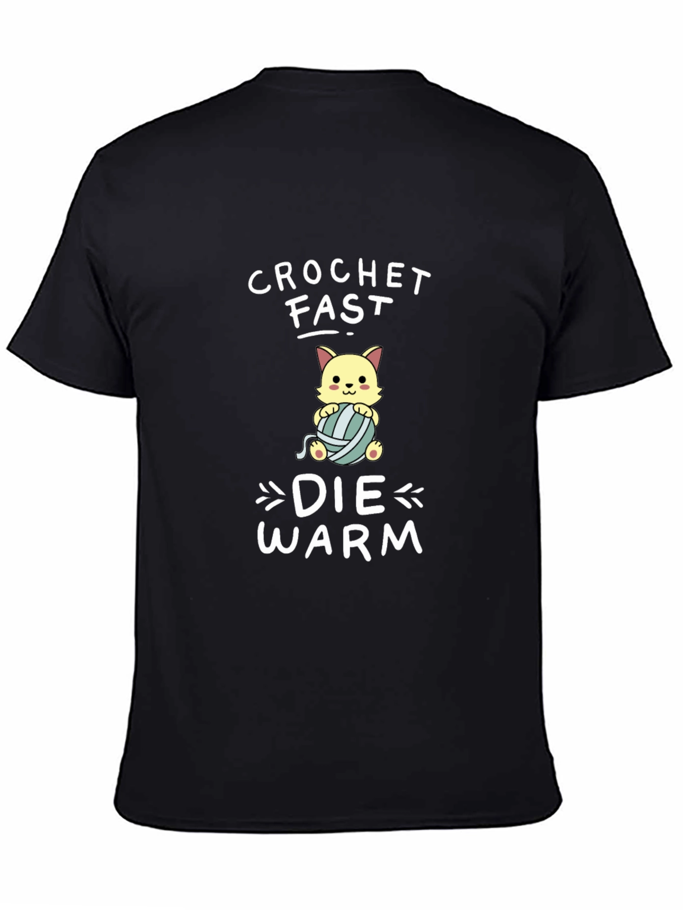 Black Crochet Fast Die Warm T-Shirt - Cat Lover view 4
