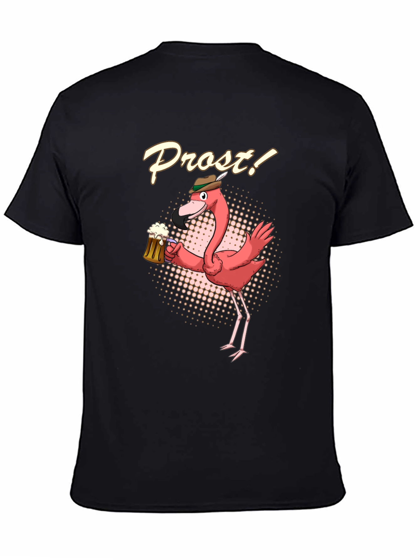 Black Funny Flamingo Prost Beer T-Shirt view 4