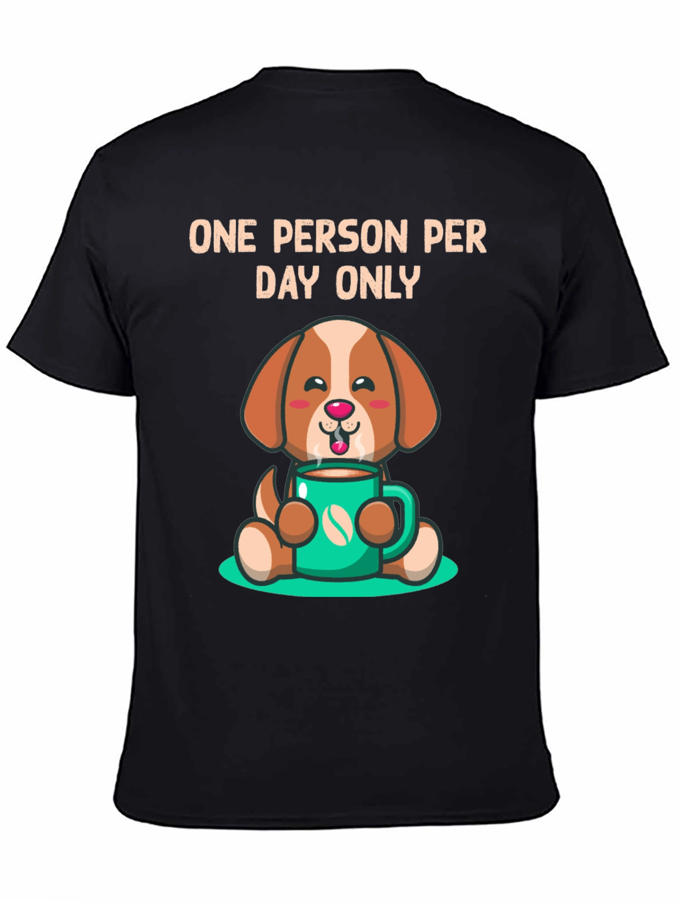 Black Cute Dog Coffee Lover T-Shirt view 4