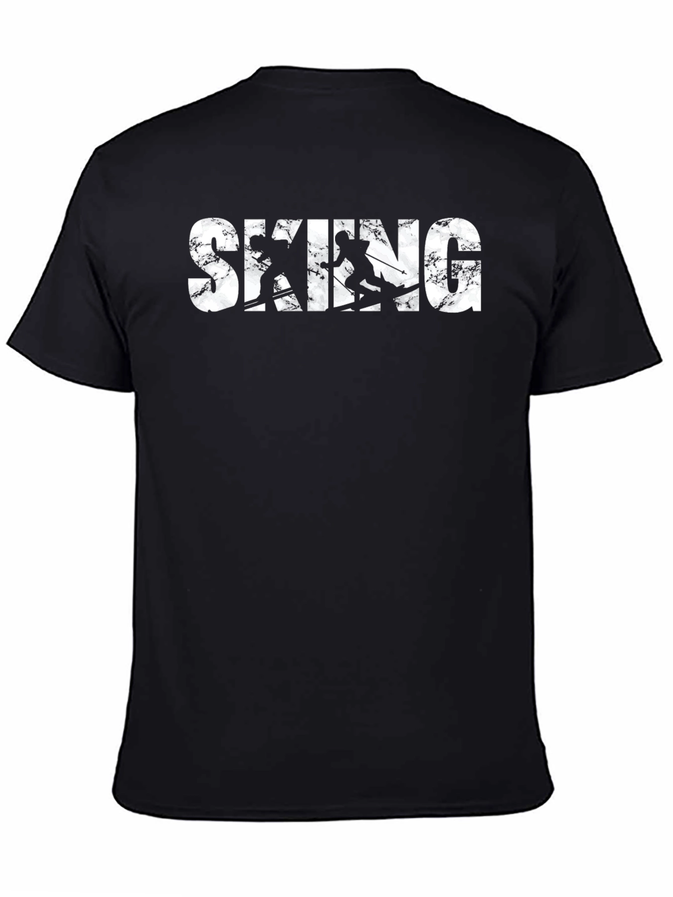 Black Skiing Graphic Black T-Shirt for Men view 4