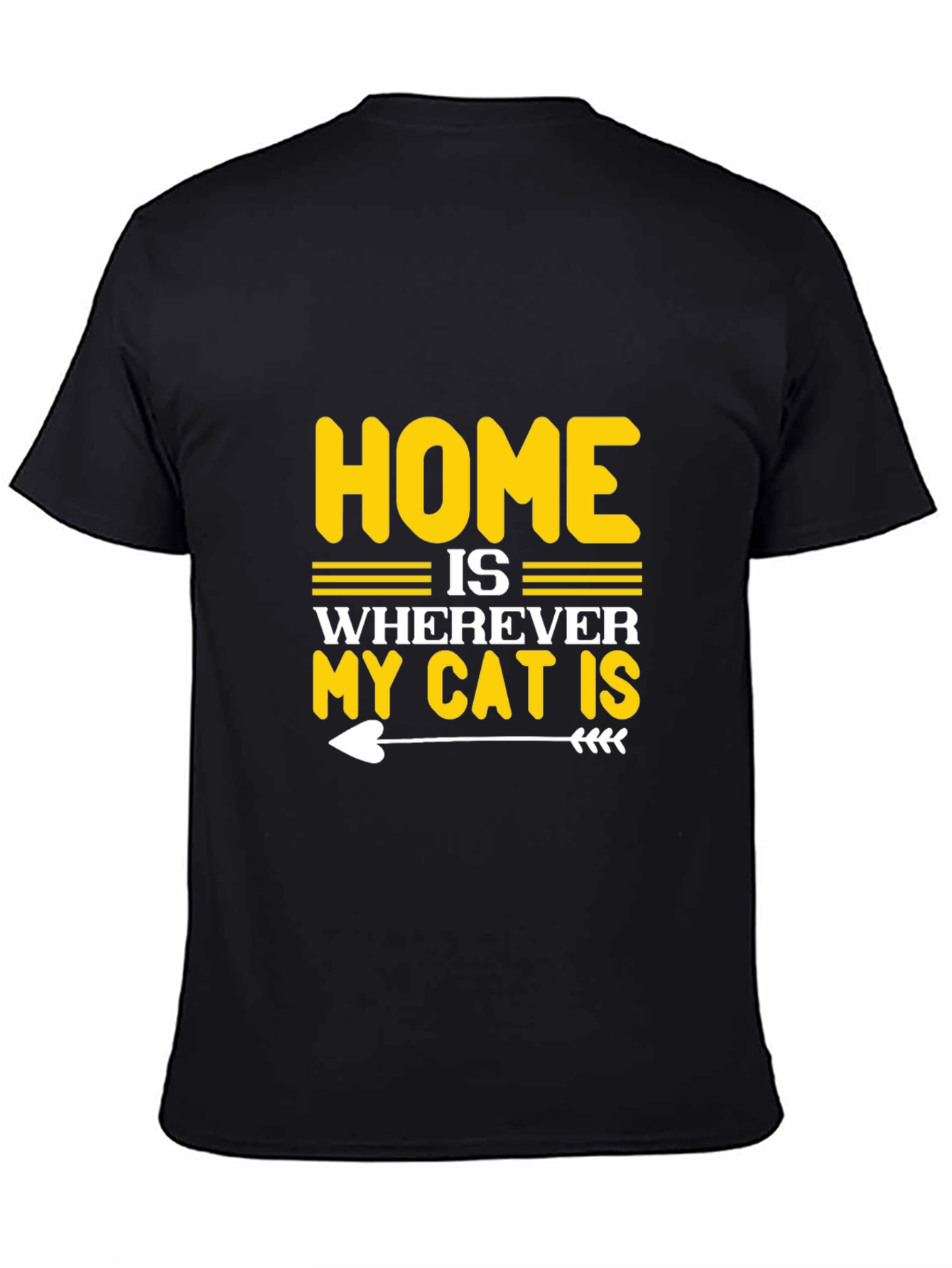 Black Home is Wherever My Cat is Black T-Shirt view 4