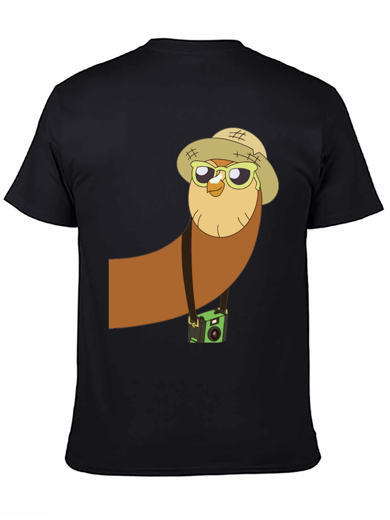 Black Owl Tourist Graphic Tee - Black Cotton T-Shirt view 4