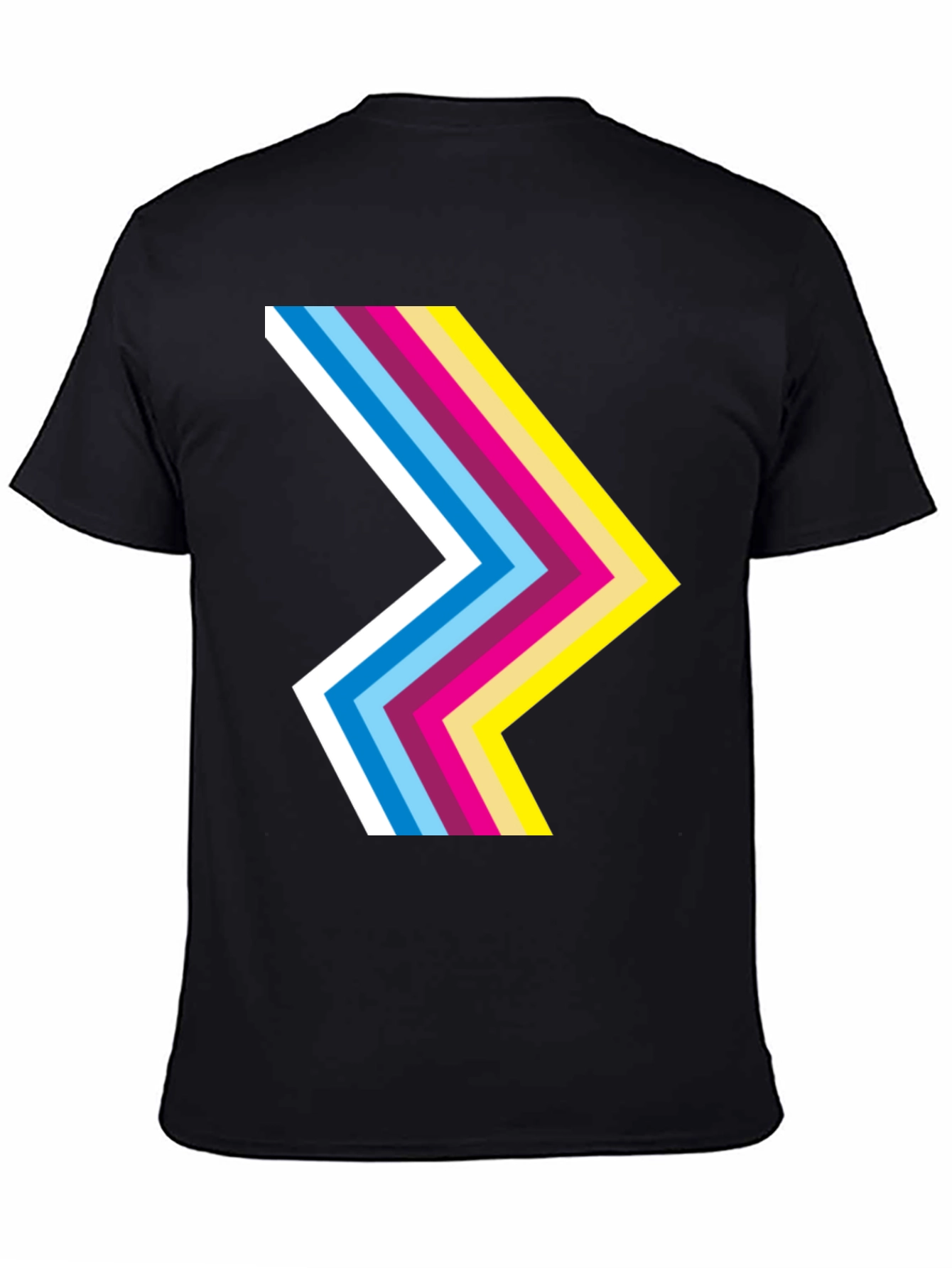 Black Retro Chevron Black T-Shirt - Stylish Graphic Tee view 4