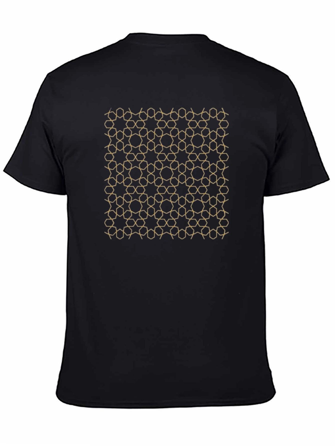Black Geometric Pattern Black T-Shirt view 4