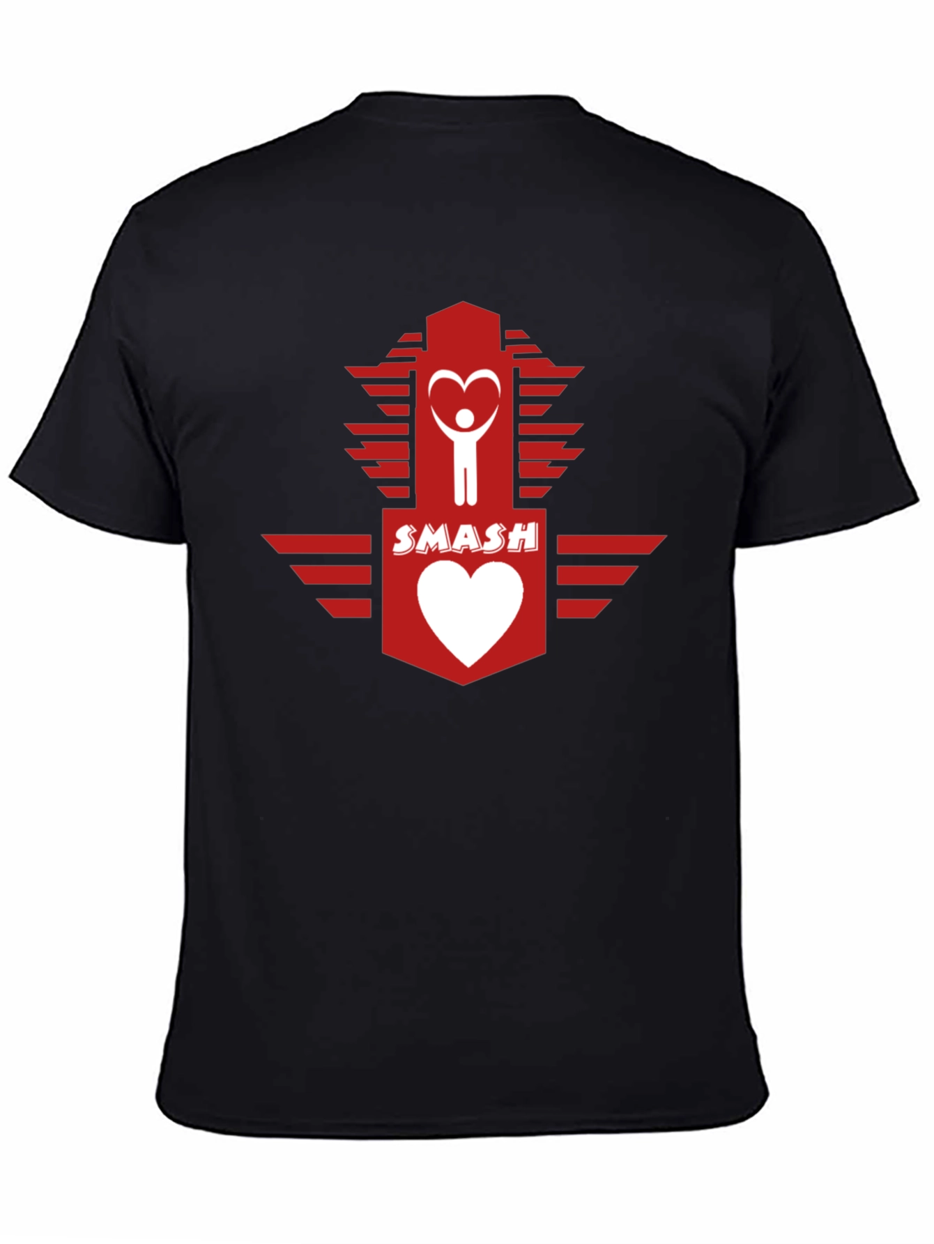 Black Smash Heart Logo Graphic Tee - Casual Cotton T-Shirt view 4