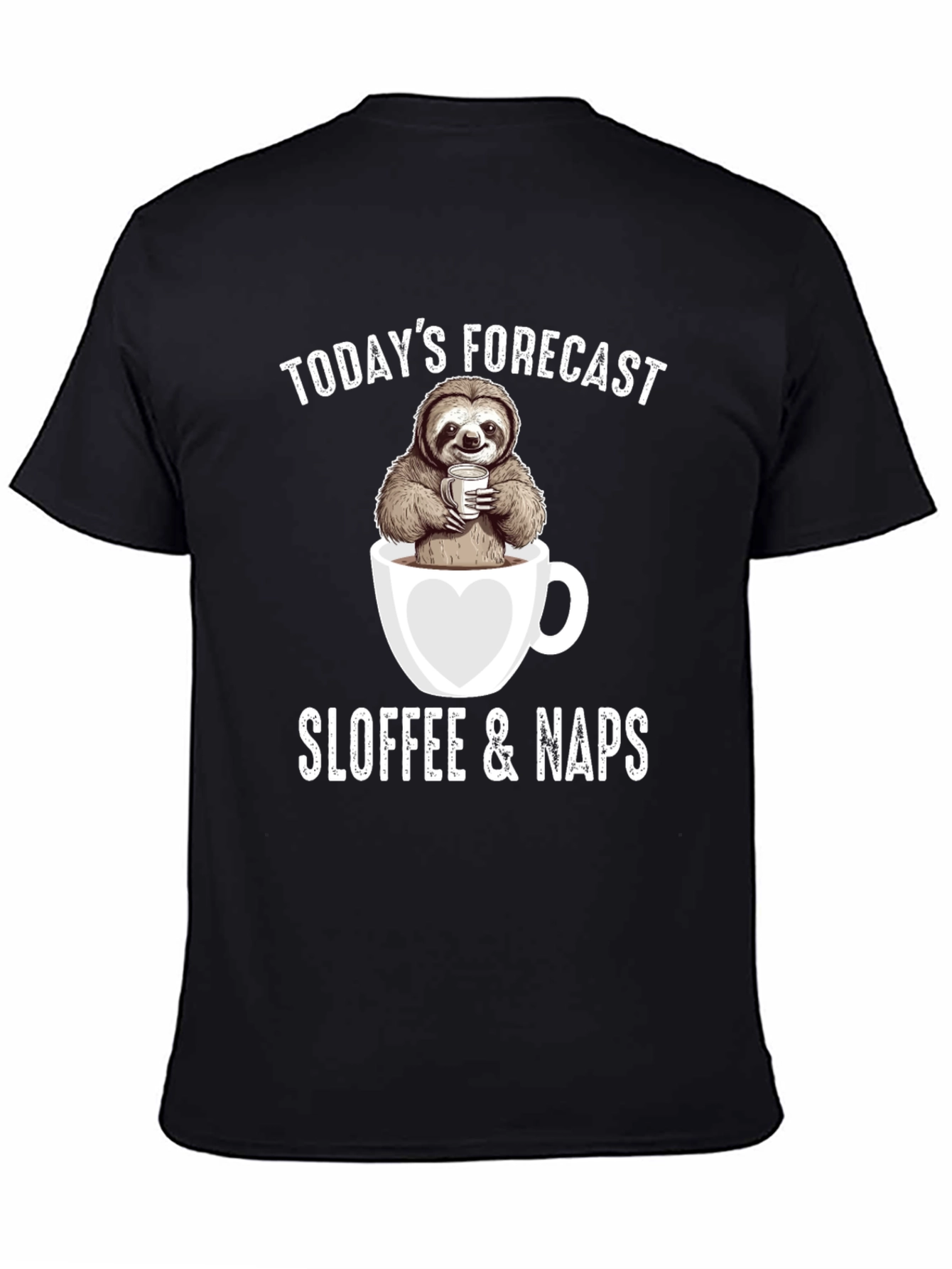 Black Sloth Coffee Nap Forecast T-Shirt view 4