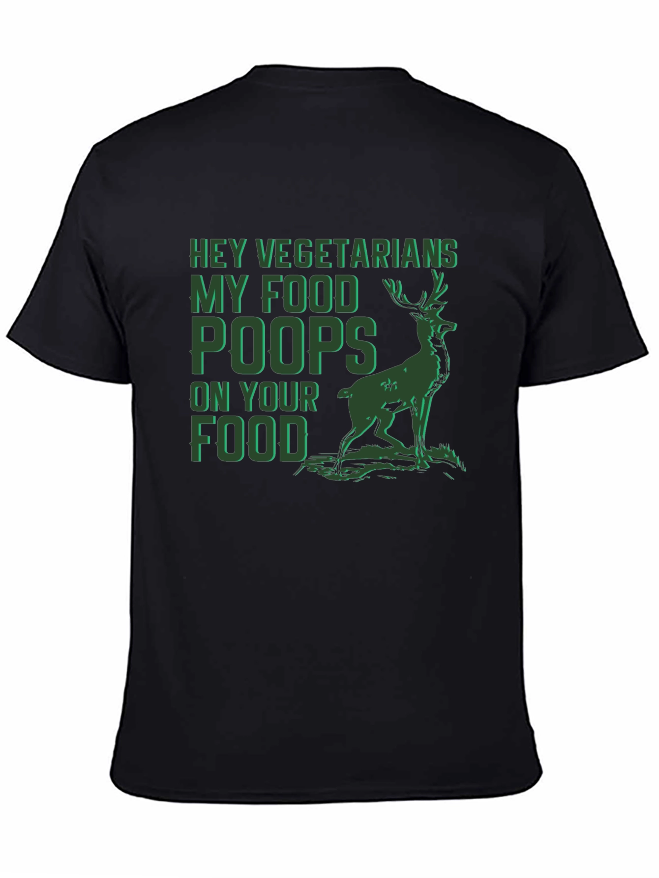 Black Hey Vegetarians Deer Graphic T-Shirt view 4