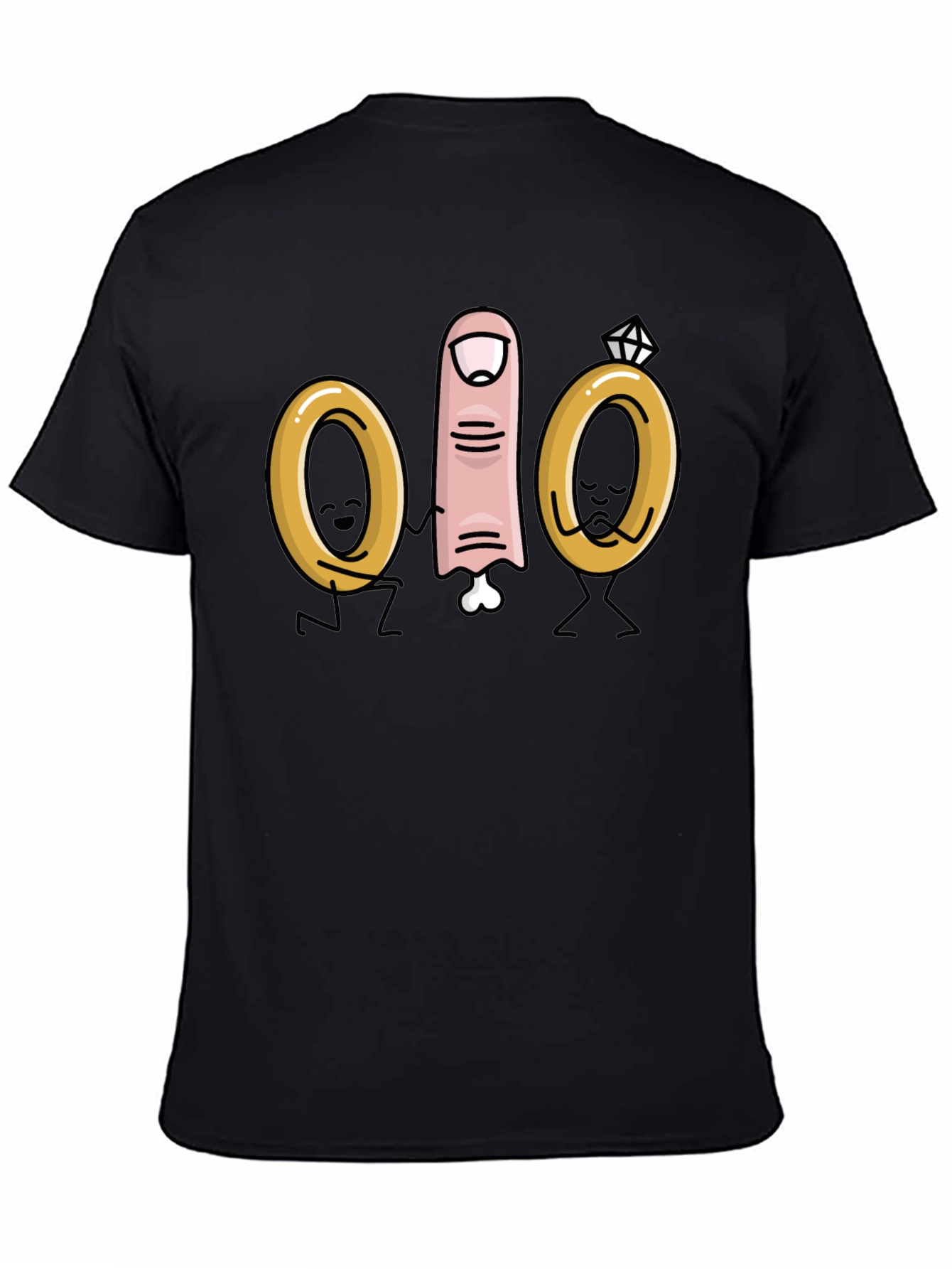 Black Funny Wedding Finger T-Shirt view 4