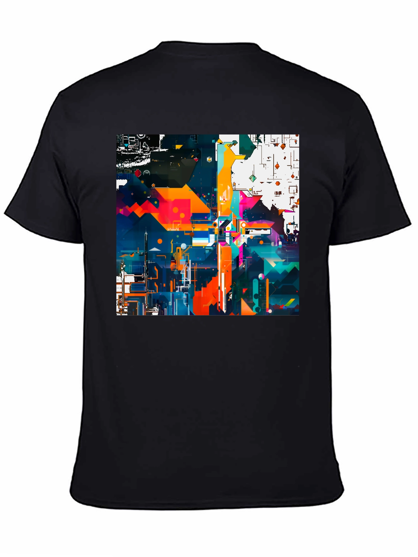 Black Abstract Geometric Art Print Black Tee view 4