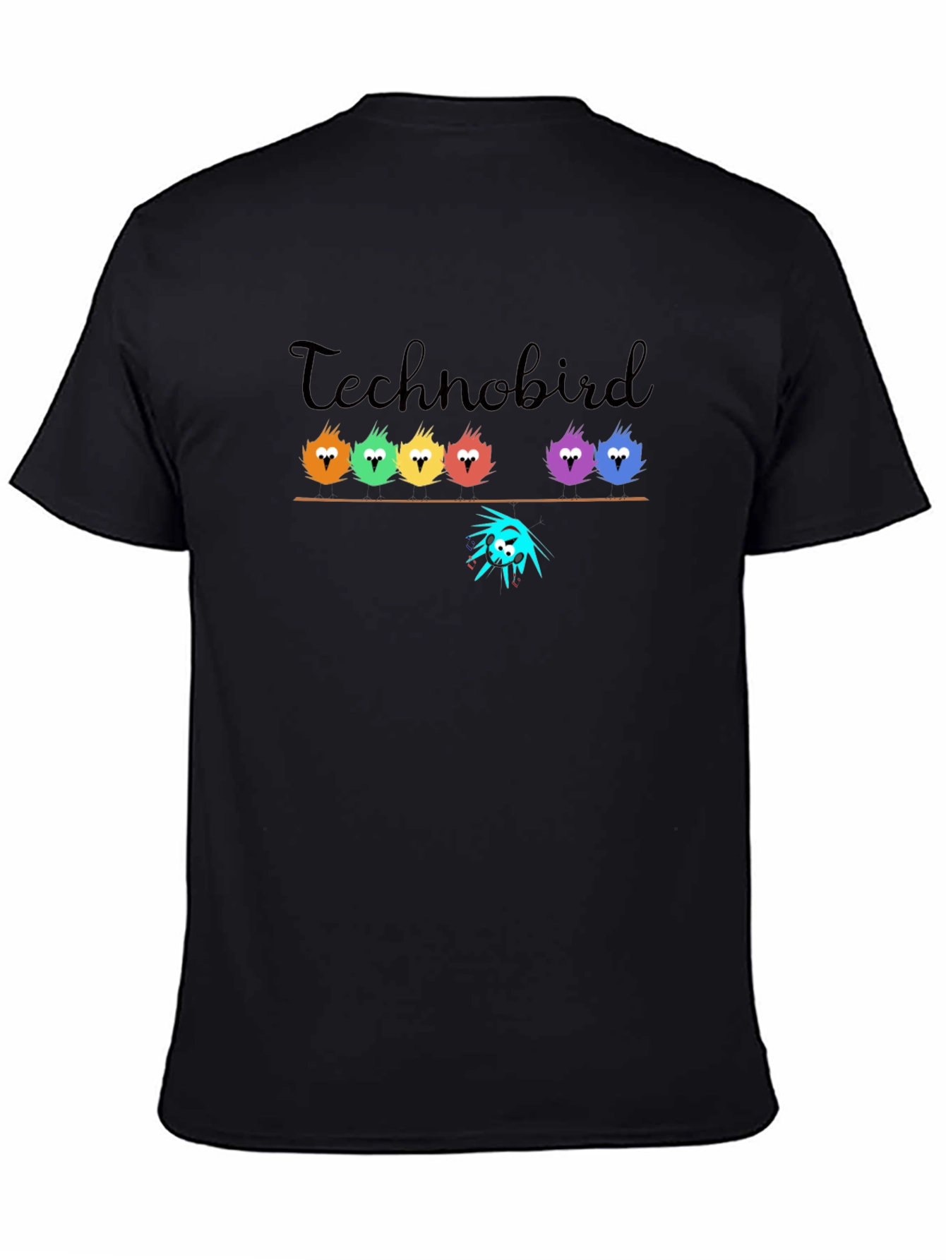 Black Technobird Graphic T-Shirt - Unique Bird Design view 4