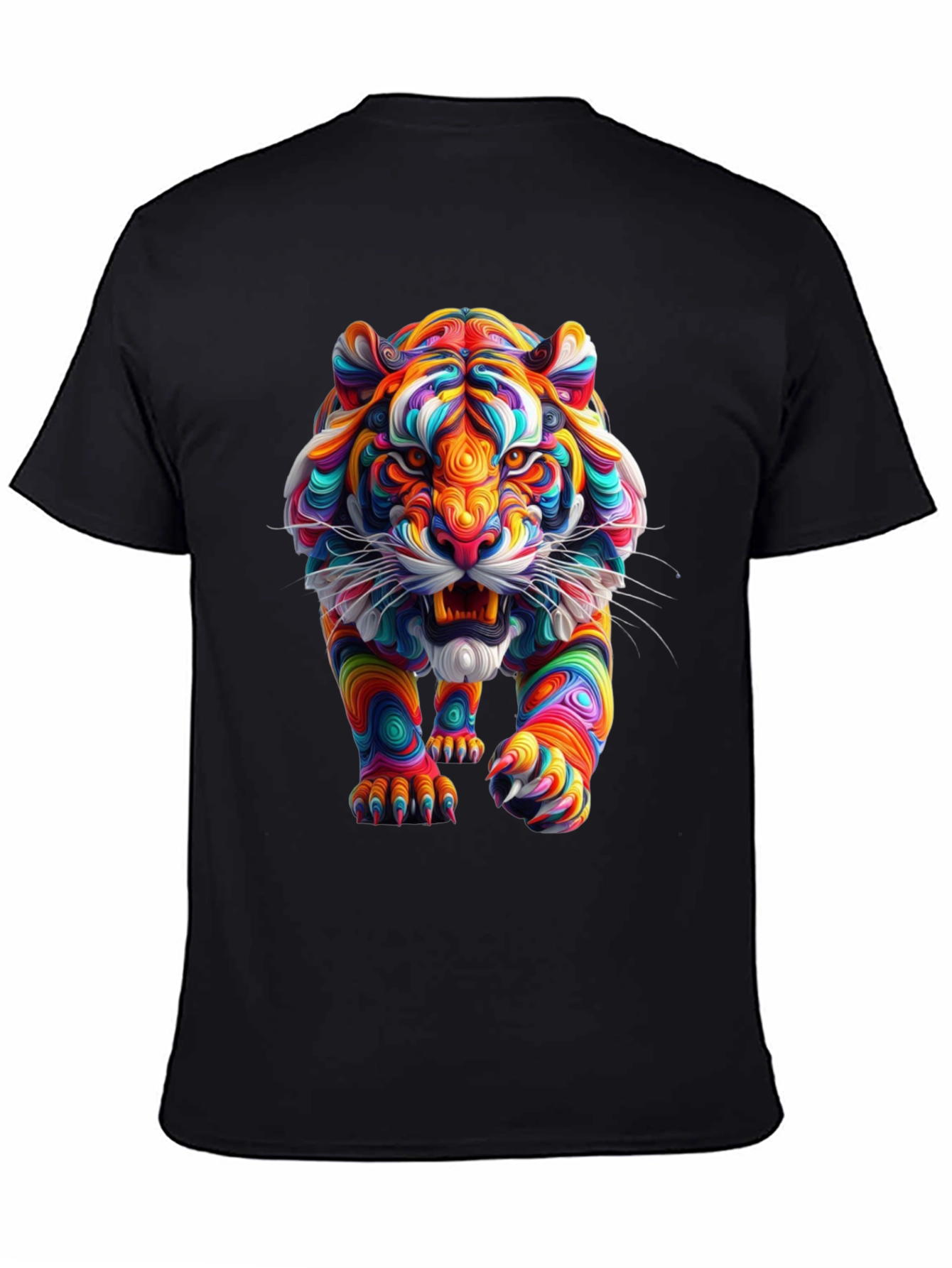 Black Vibrant Tiger Graphic Tee - Bold Style view 4