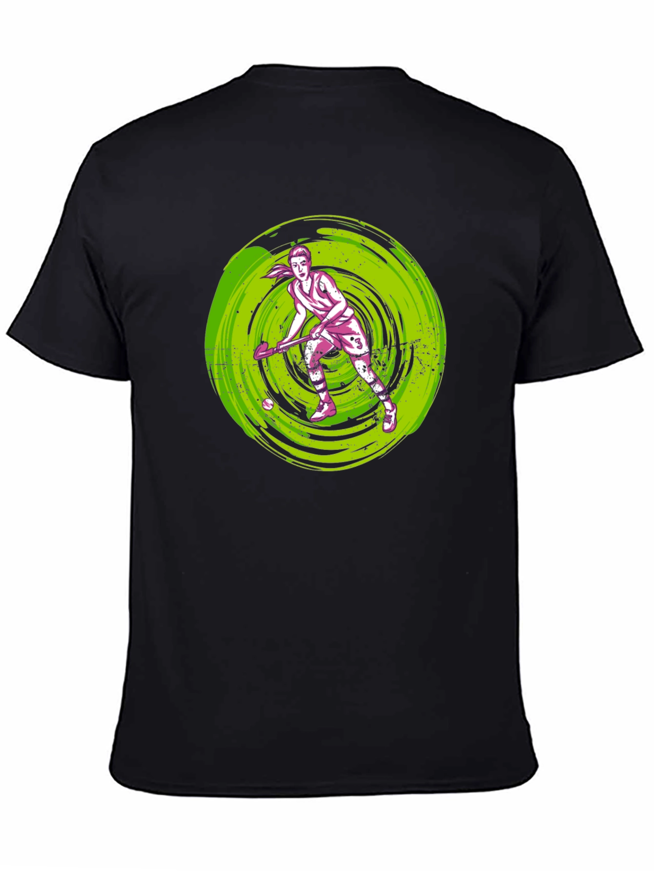 Black Field Hockey Player Graphic T-Shirt view 4