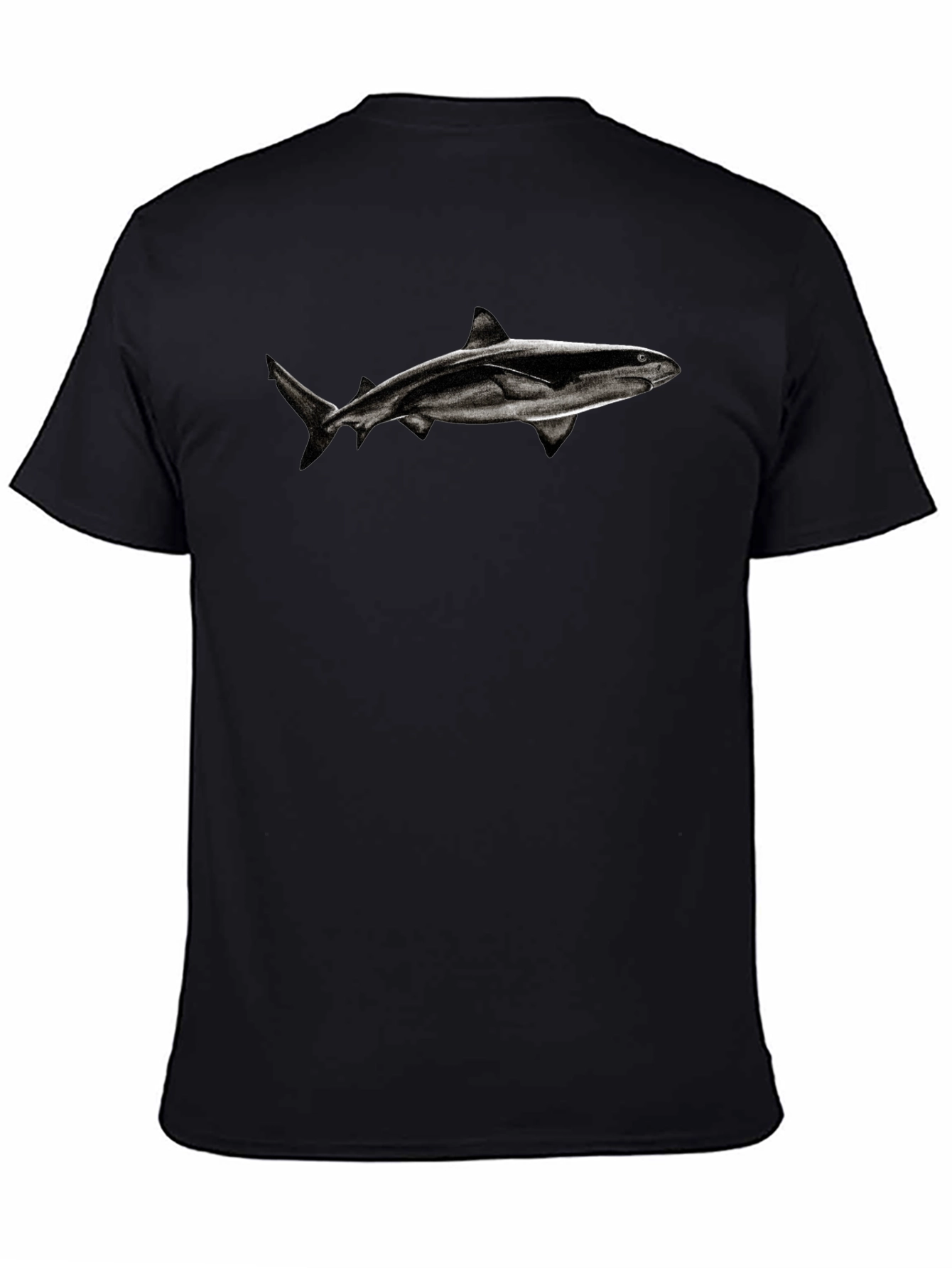 Black Shark Graphic Tee - Black Cotton Blend T-Shirt view 4