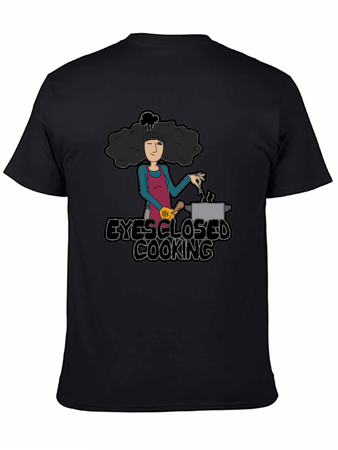 Black Eyes Closed Cooking Graphic T-Shirt view 4