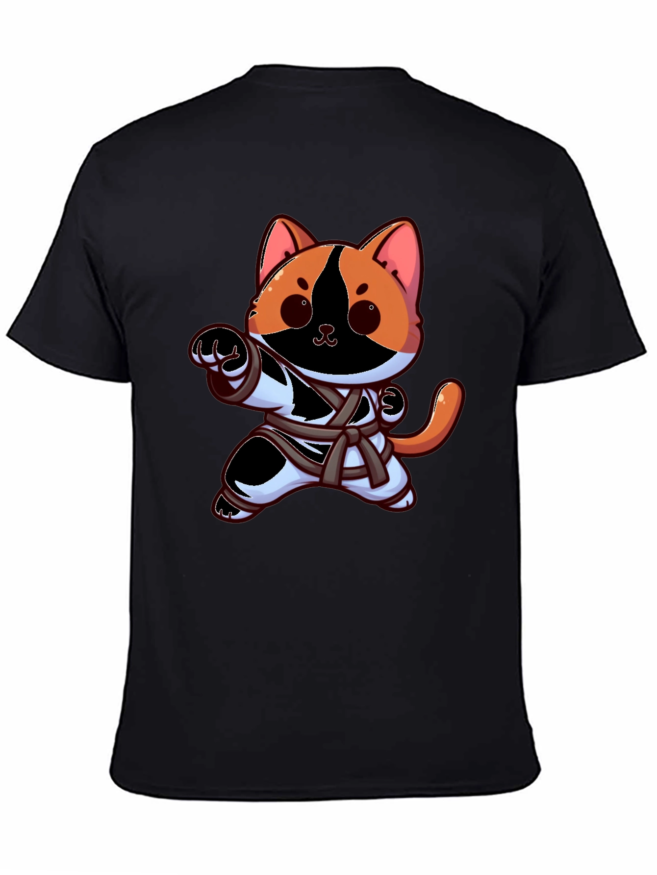 Black Karate Cat T-Shirt - Funny Martial Arts Kitten Tee view 4