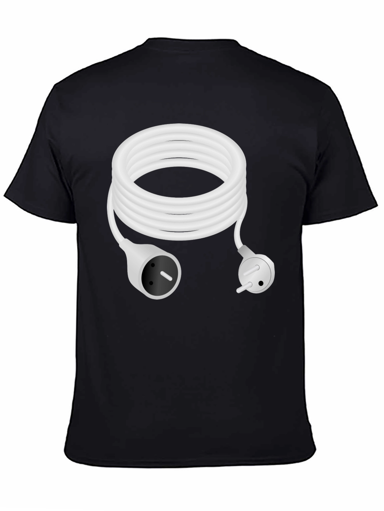 Black Plugged In Tee - White Cord Power T-Shirt view 4