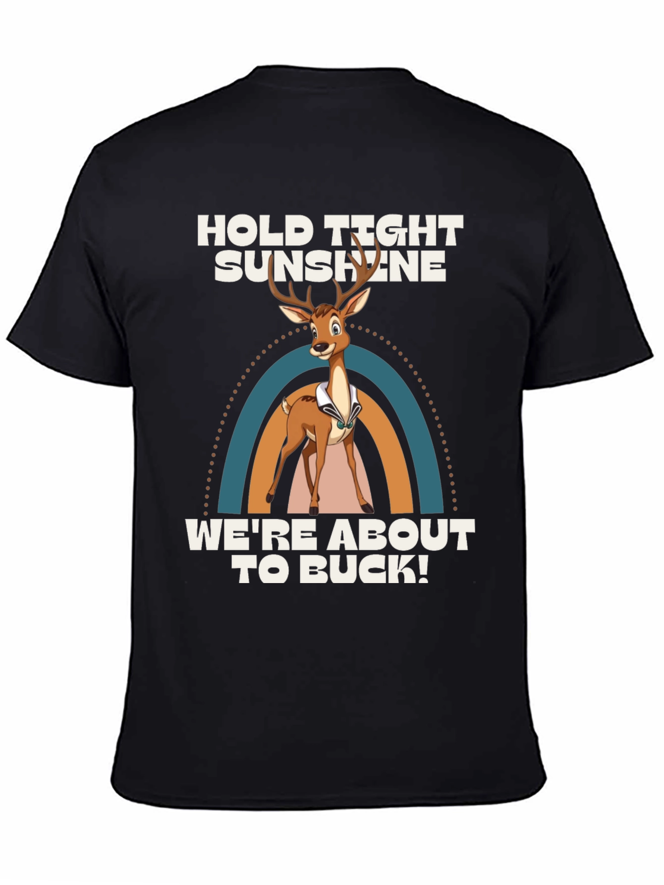 Black Hold Tight Sunshine Deer Graphic T-Shirt view 4