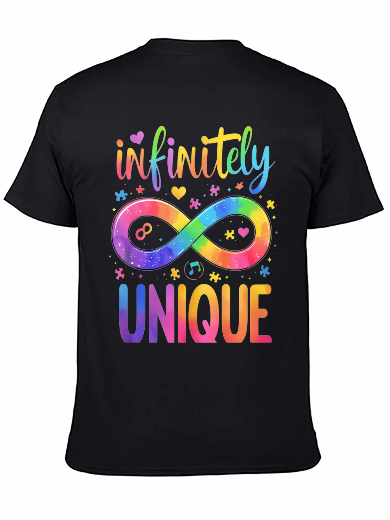 Black Infinitely Unique Autism Awareness T-Shirt view 4