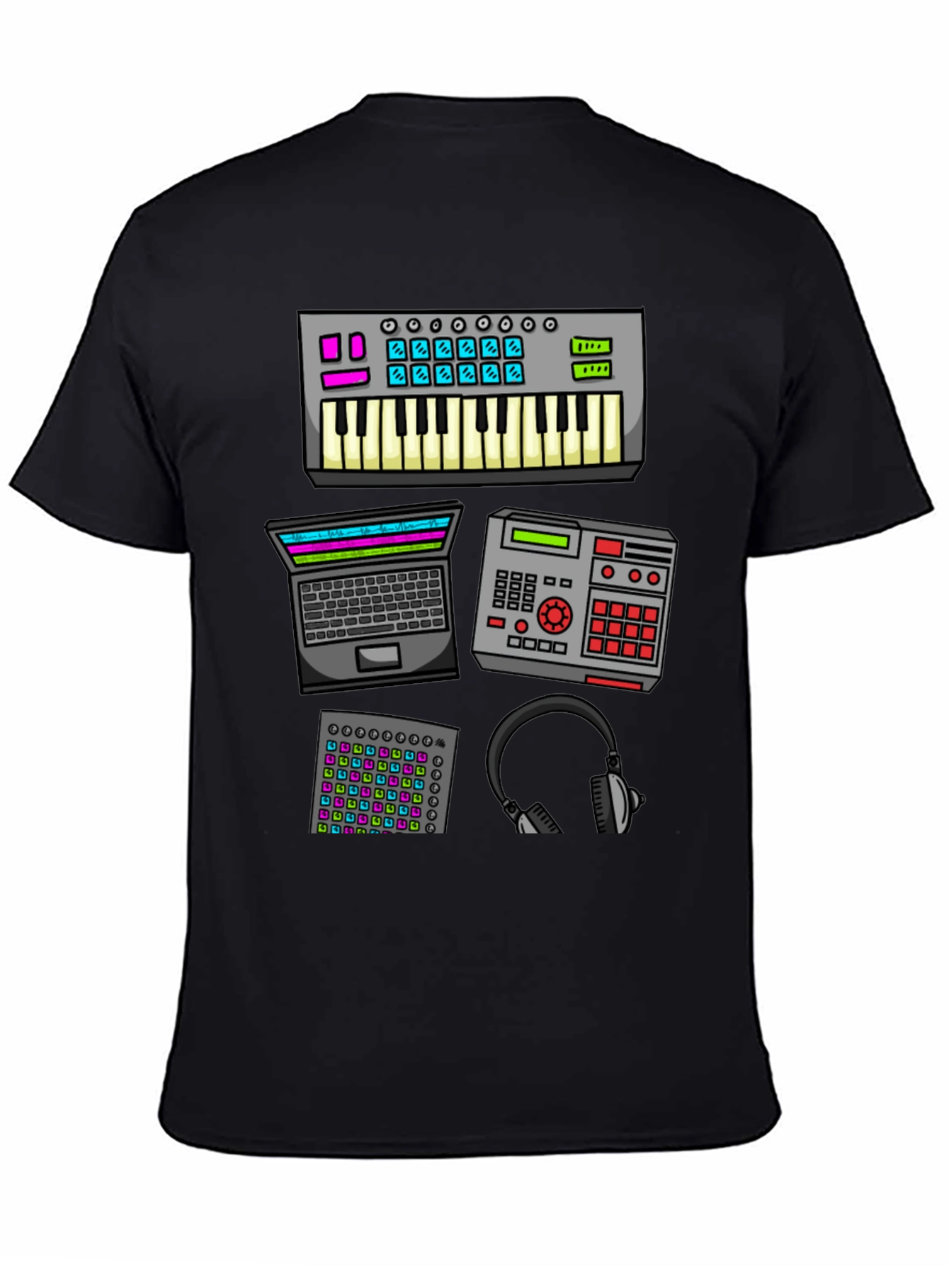 Black Music Producer T-Shirt - Studio Equipment Design view 4