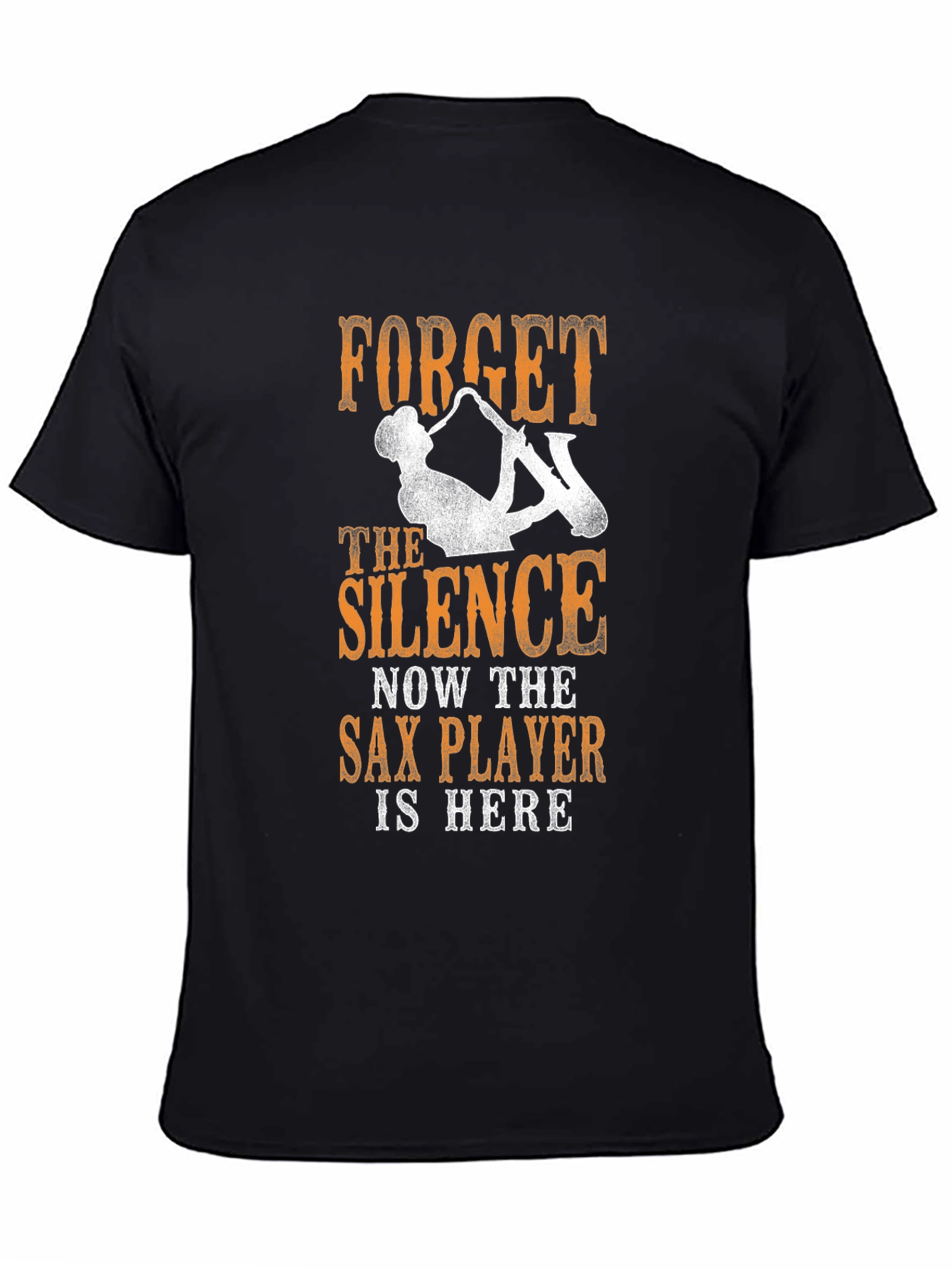 Black Forget The Silence Saxophone T-Shirt view 4