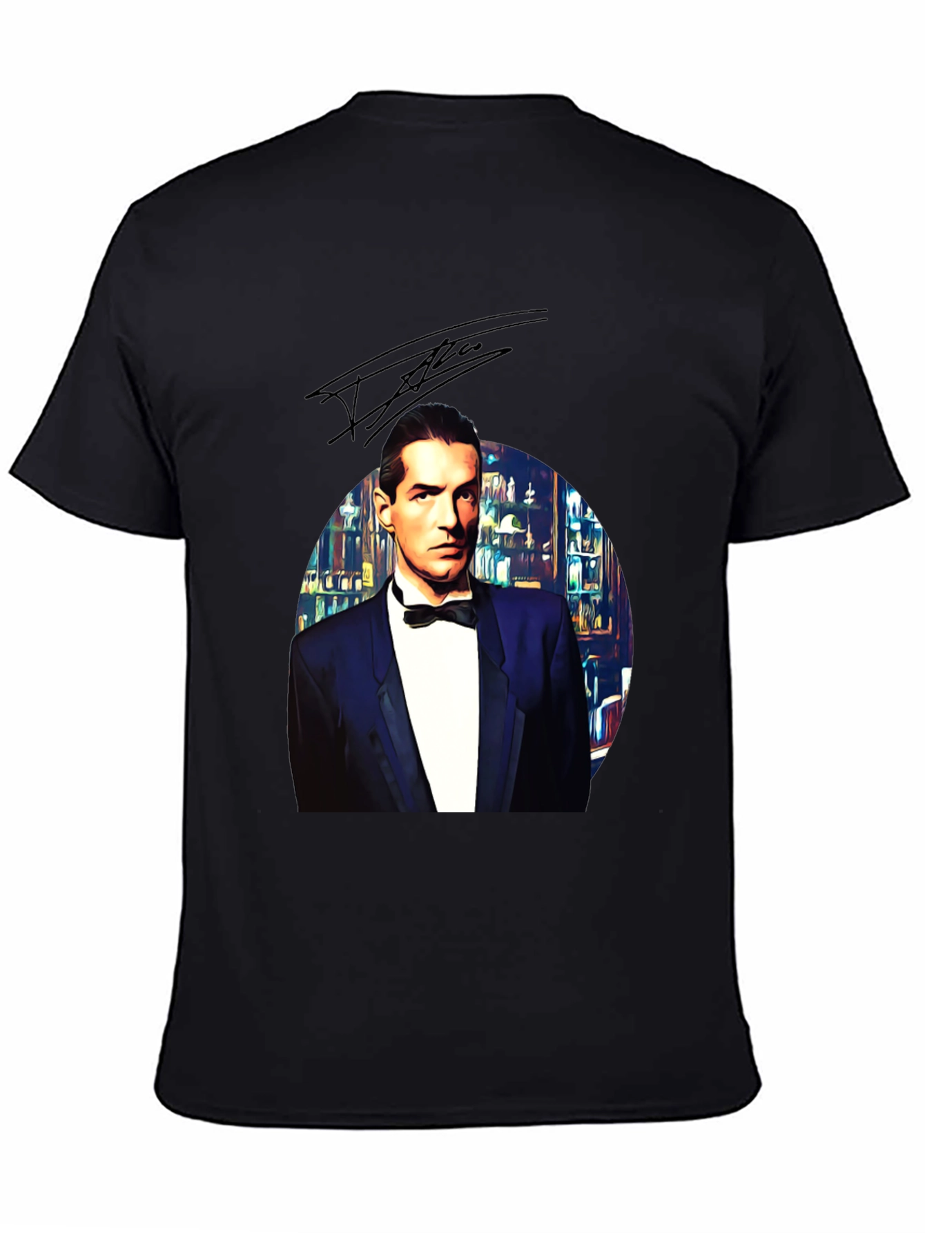 Black Elegant Man in Tuxedo Graphic Tee - Black view 4