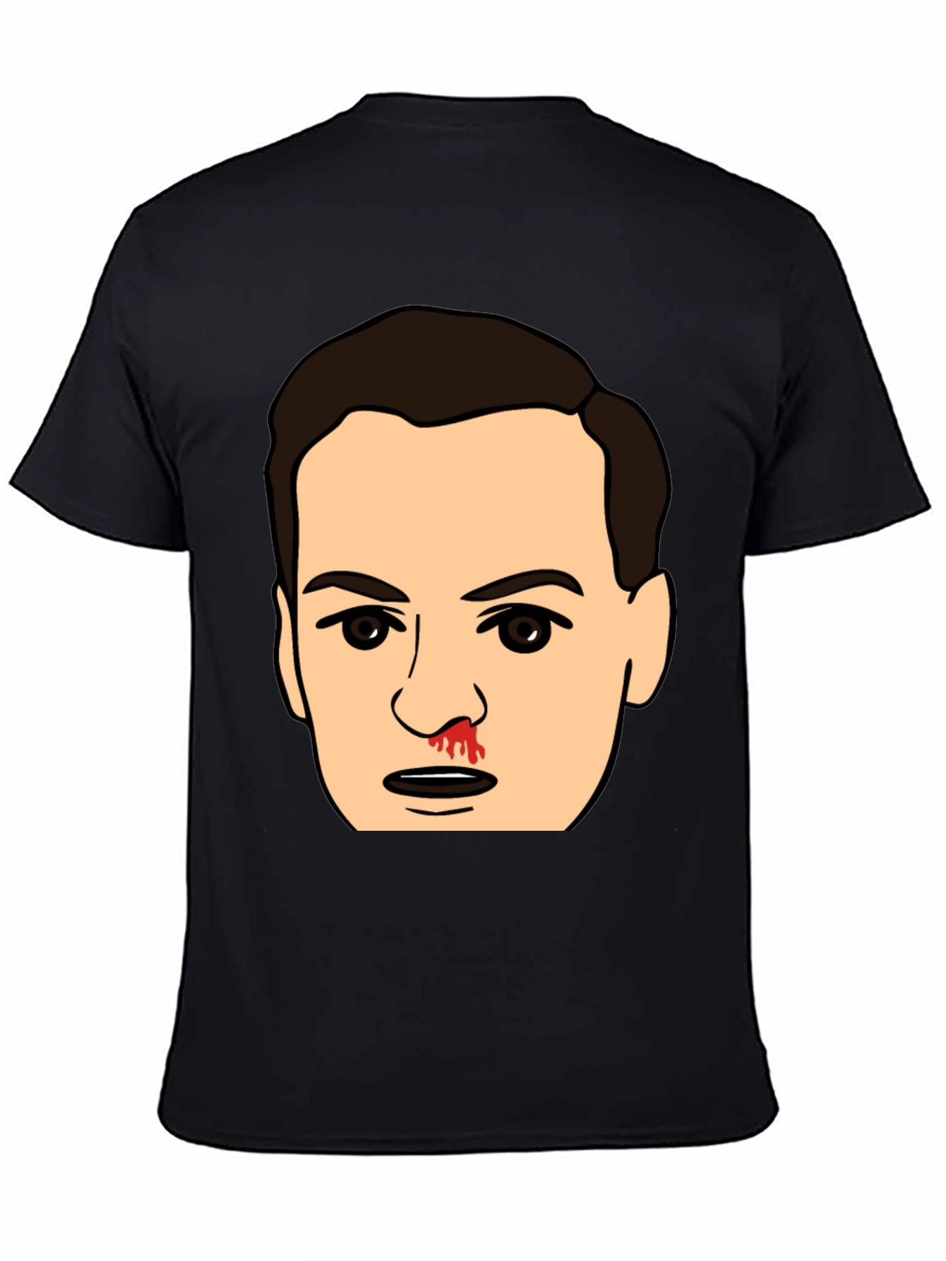 Black Bloody Nose Cartoon Face Black T-Shirt view 4