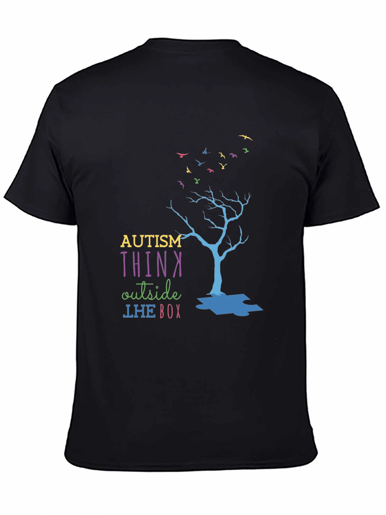 Black Autism Think Outside the Box T-Shirt view 4