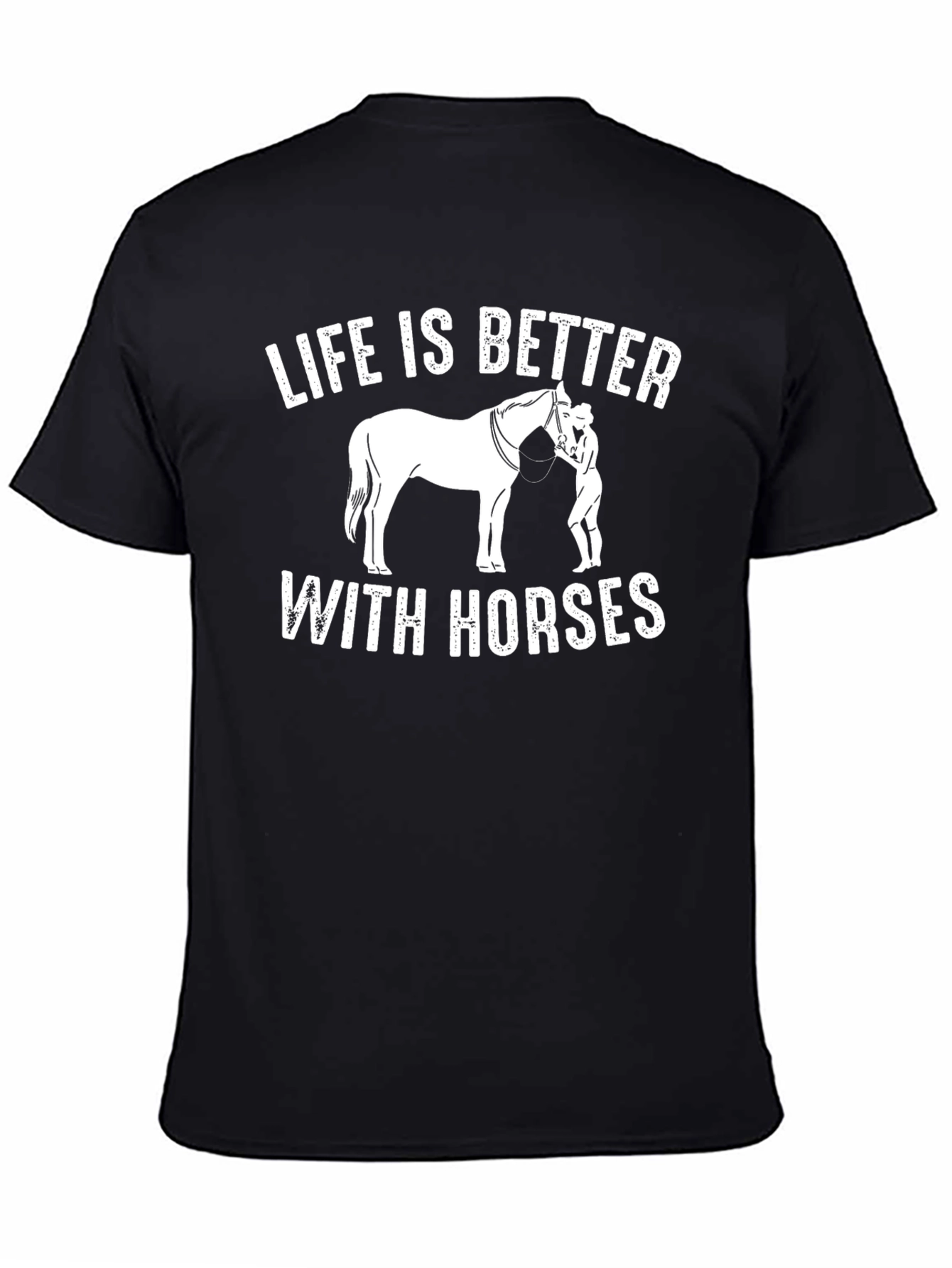 Black Life Is Better With Horses Black T-Shirt view 4
