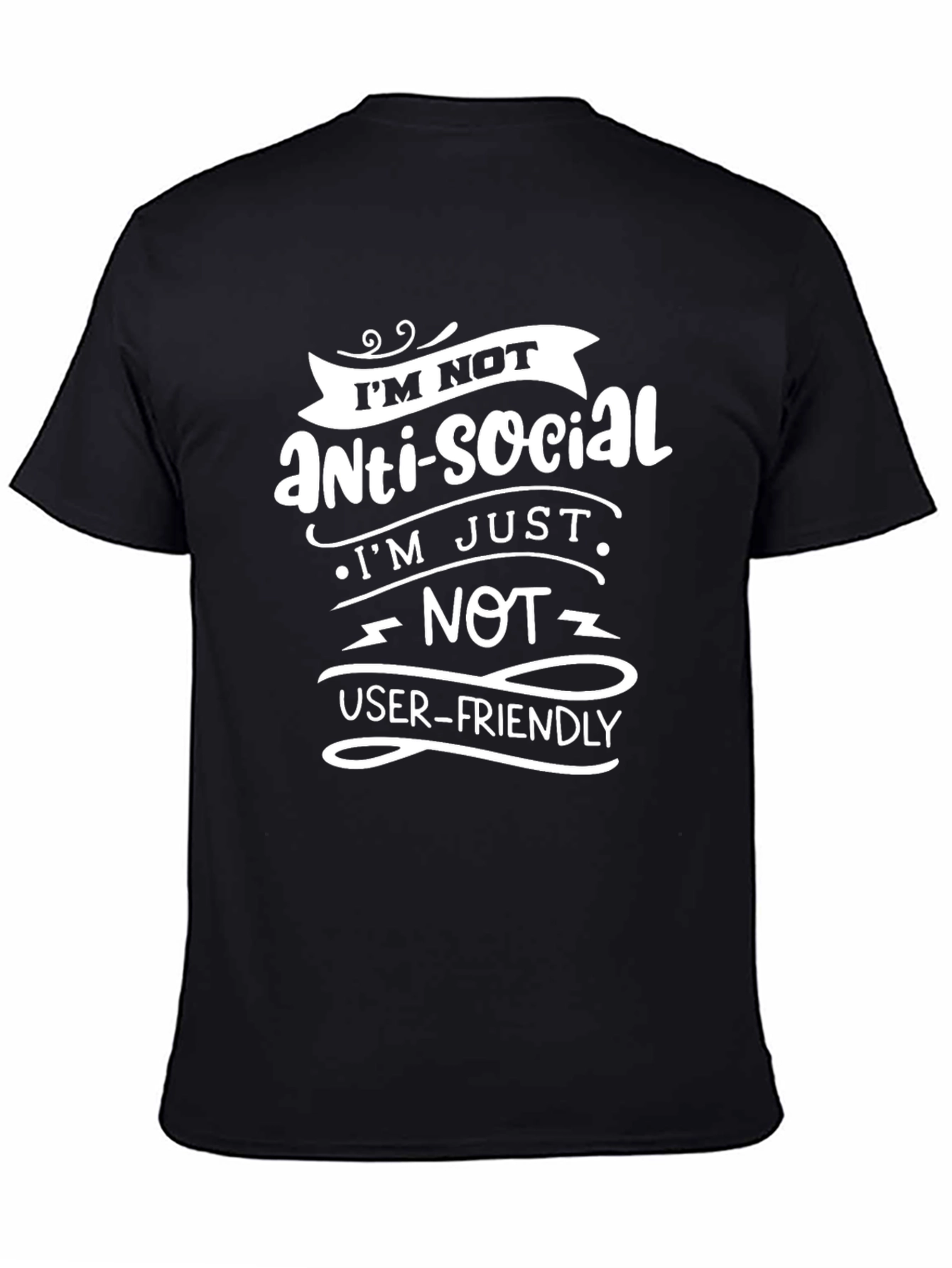 Black Funny Anti-Social Graphic Tee view 4
