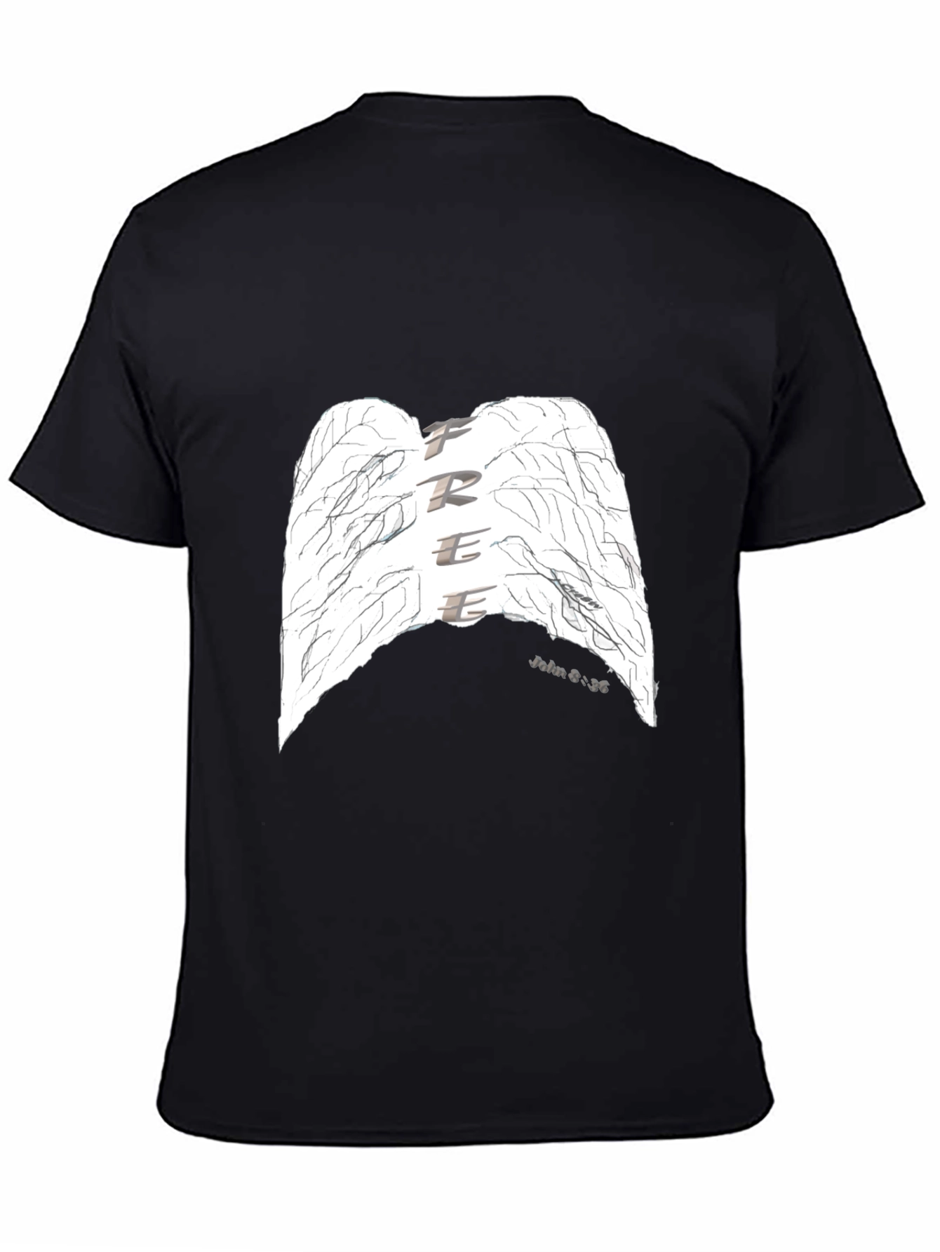 Black Free Wings Graphic T-Shirt - Black view 4