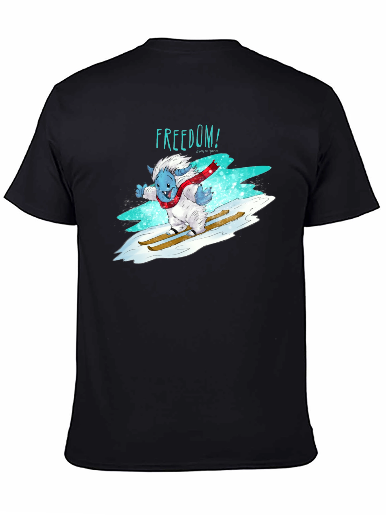 Black Freedom Skiing Yeti Graphic T-Shirt - Black view 4