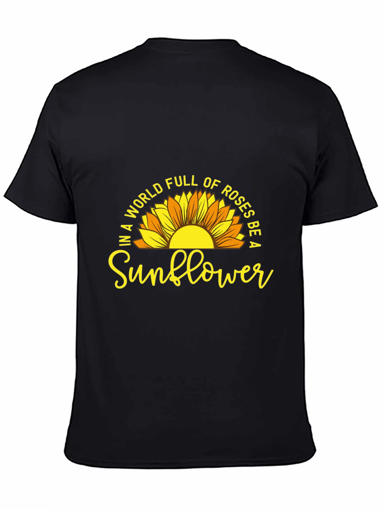 Black Be a Sunflower Graphic T-Shirt - Positive Vibes view 4