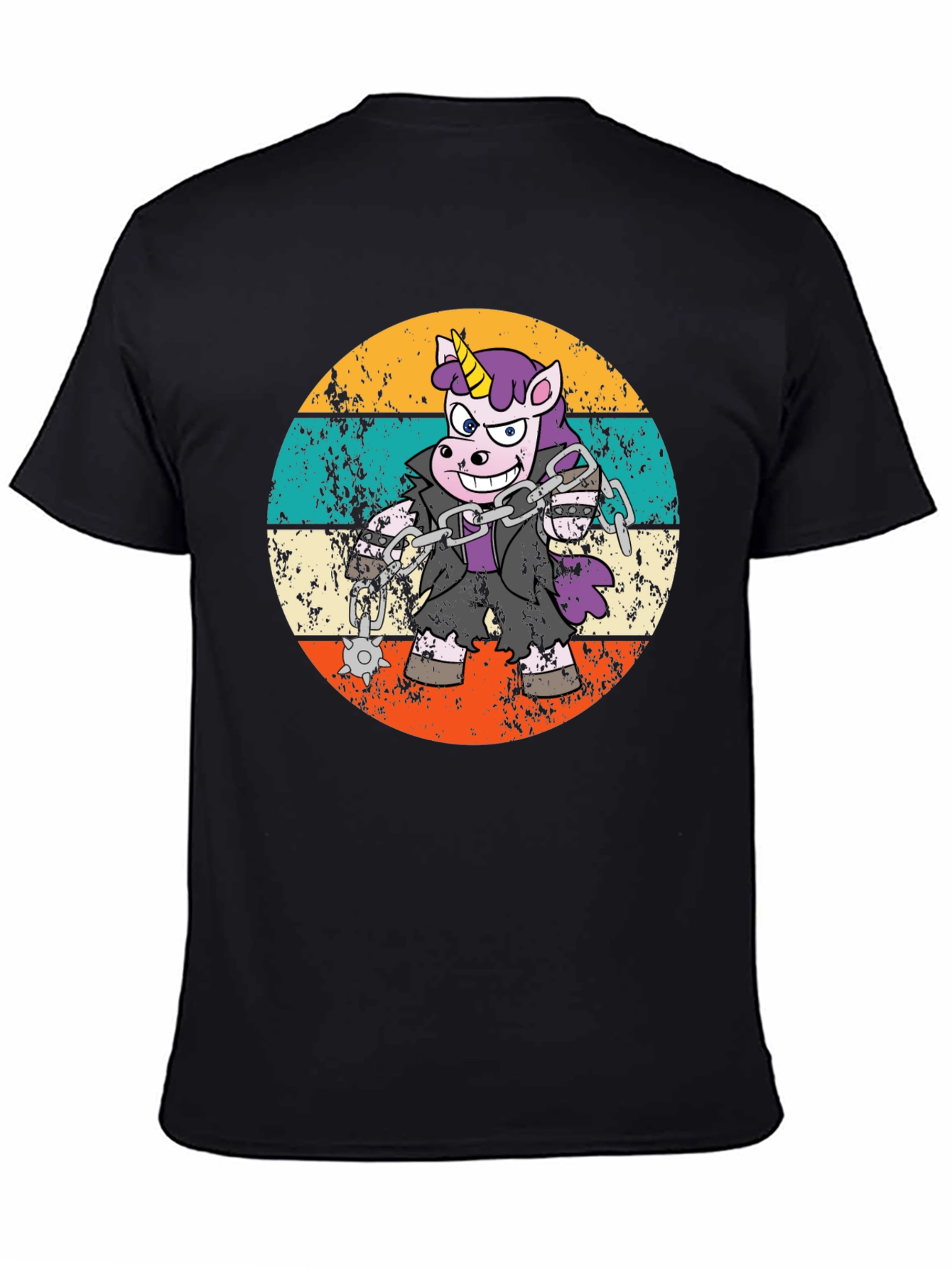 Black Retro Zombie Unicorn T-Shirt view 4