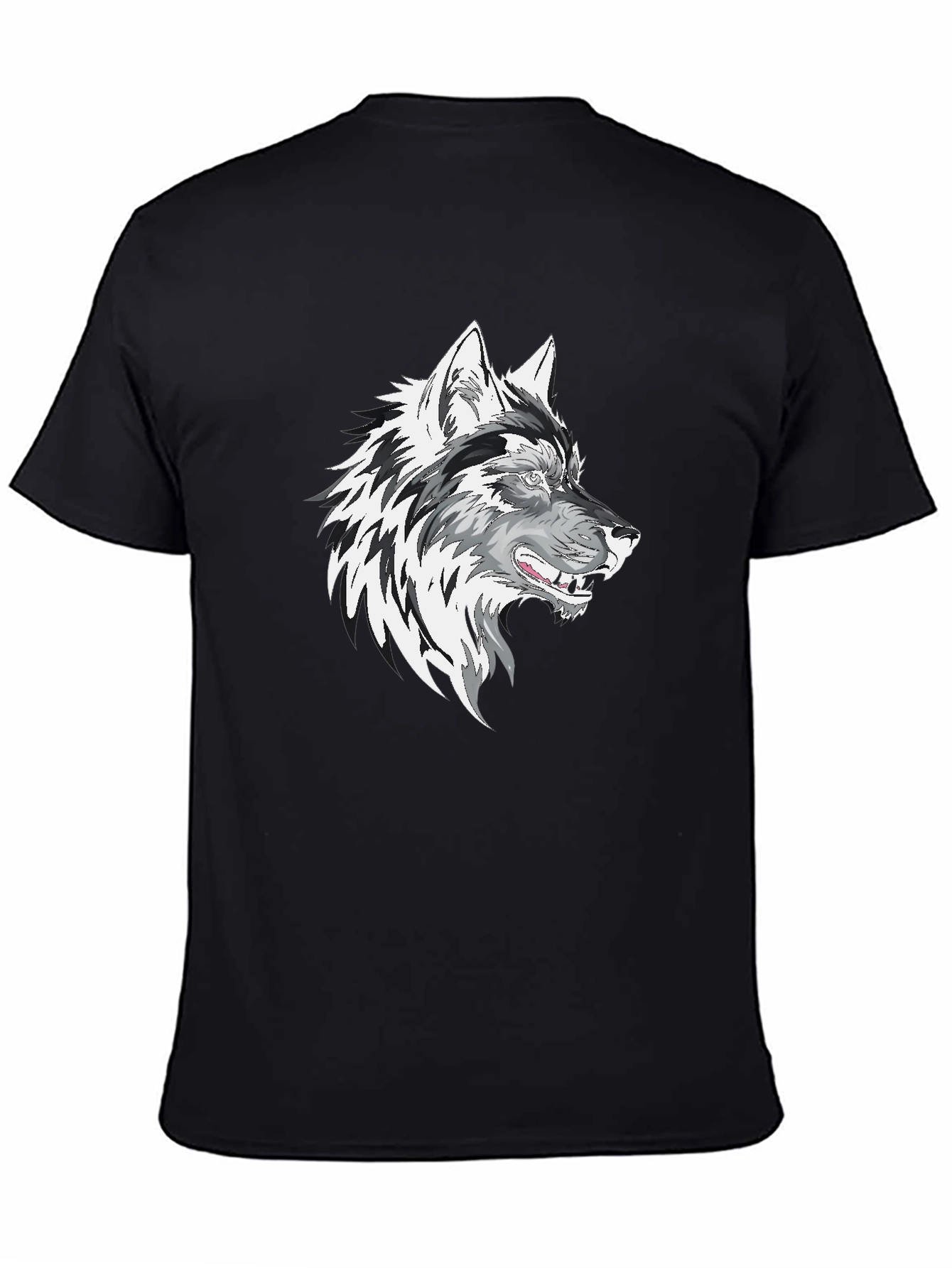 Black Wolf Graphic Print Men's T-Shirt view 4