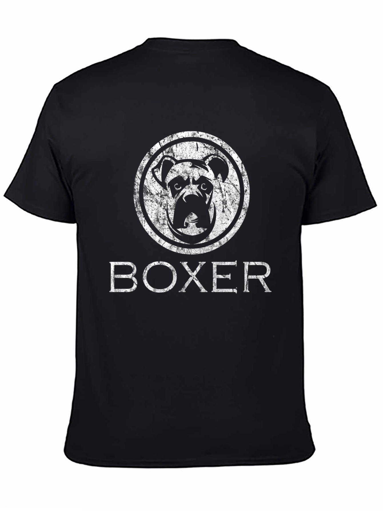 Black Distressed Boxer Dog Graphic T-Shirt view 4